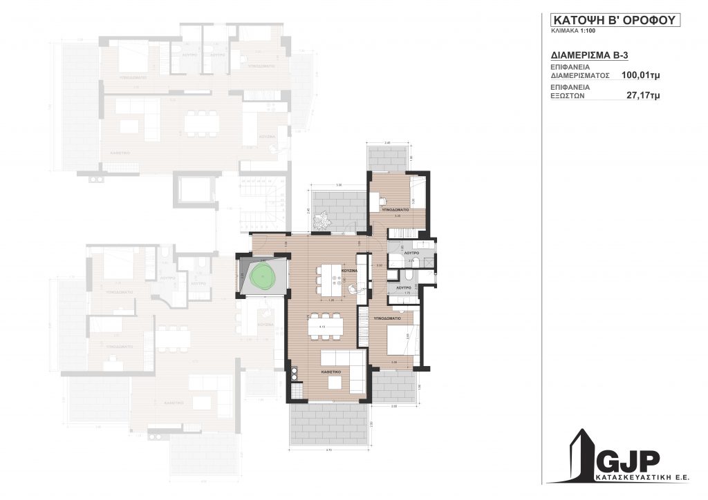 Κάτοψη Β' ορόφου (Διαμέρισμα Β-3)