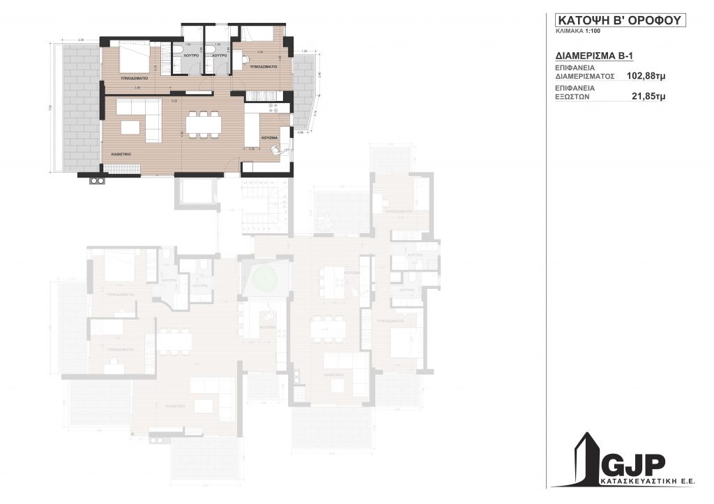 Κάτοψη Β' ορόφου (Διαμέρισμα Β-1)